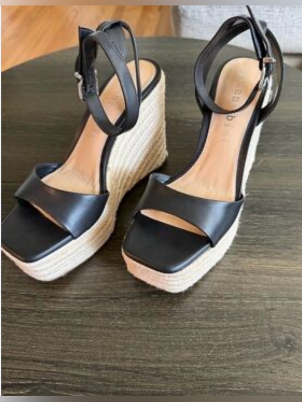 Gianni Bini Black Espadrille Wedge Sandals with Ankle strap